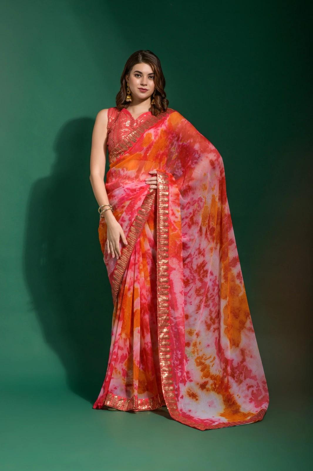 Vardan Ethnic Pv Floral Vol 12 Marble Chiffon Wholesale Fancy Sarees Catalog — Wholesale Sarees, MPA wholesale from Surat - Gallery Image 6